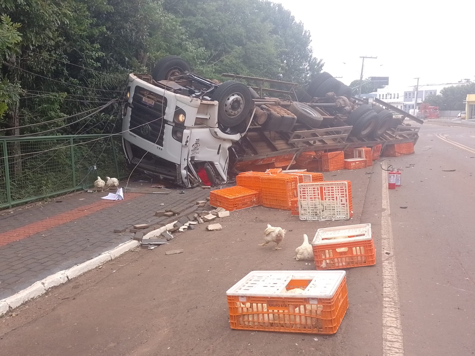 Caminhão tomba em São Domingos