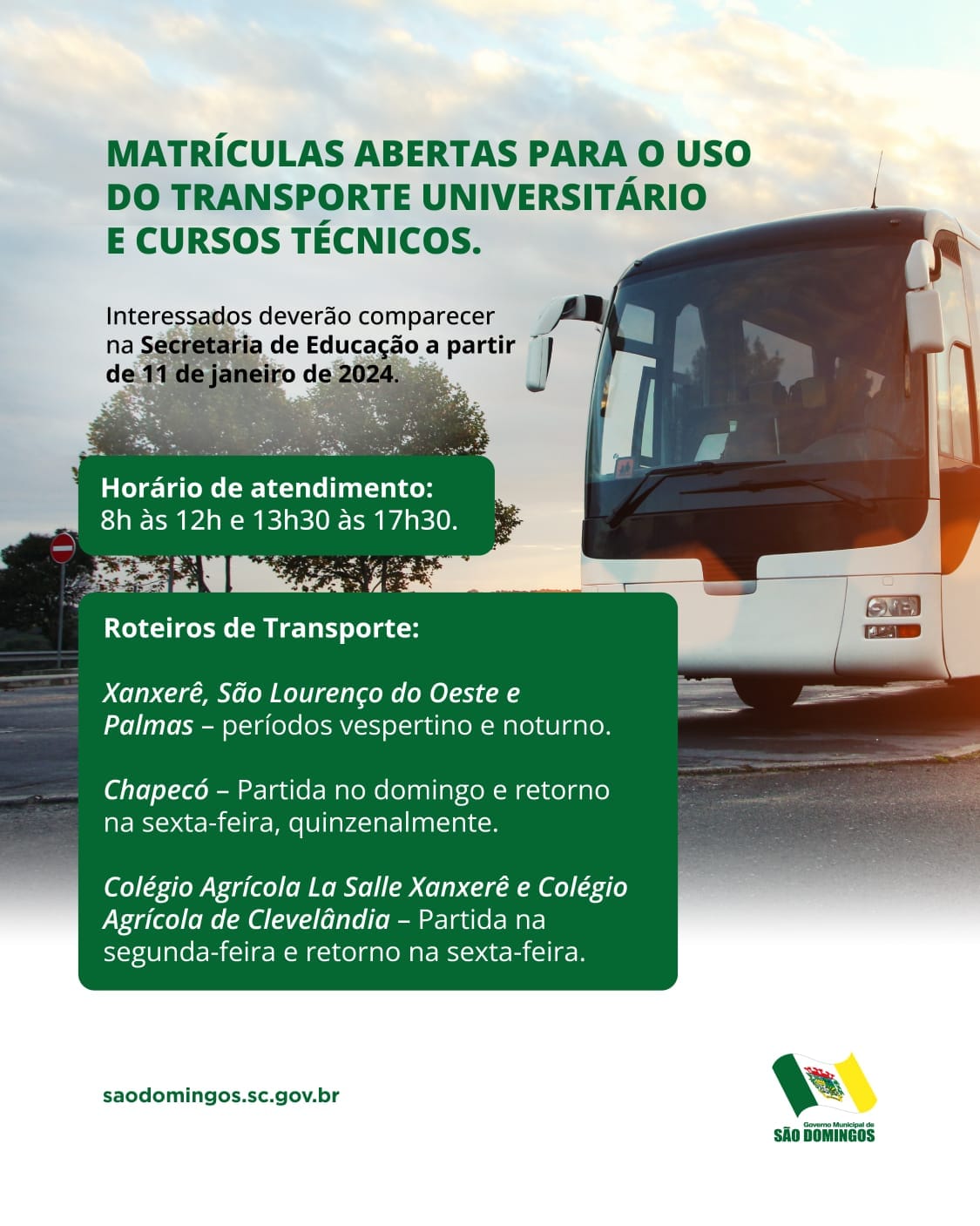 Transporte universitário em São Domingos