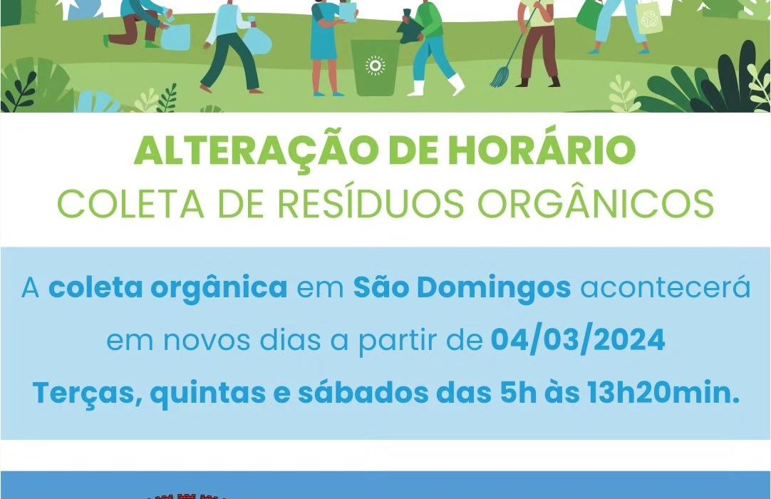 Comunicado sobre recolhimento do lixo orgânico em São Domingos
