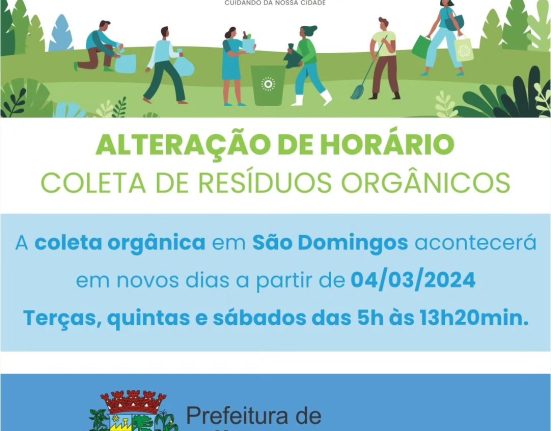 Comunicado sobre recolhimento do lixo orgânico em São Domingos