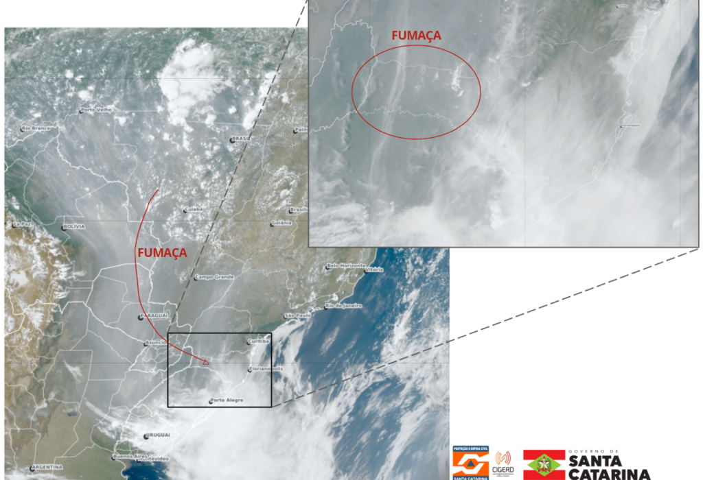 Fumaça de queimadas na Amazônia volta a atingir Santa Catarina