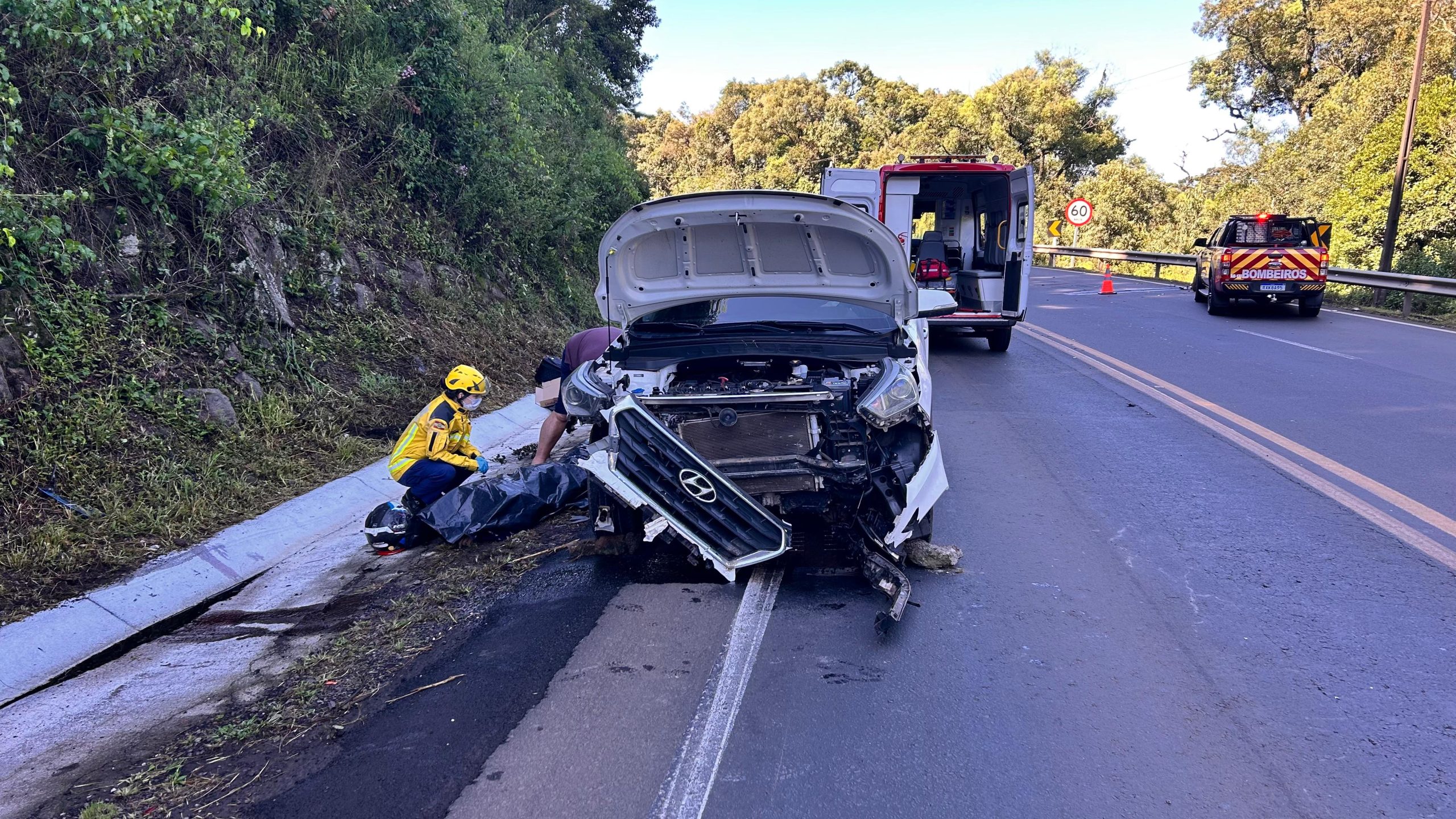 Motociclista morre em colisão frontal na BR-282, em Ponte Serrada