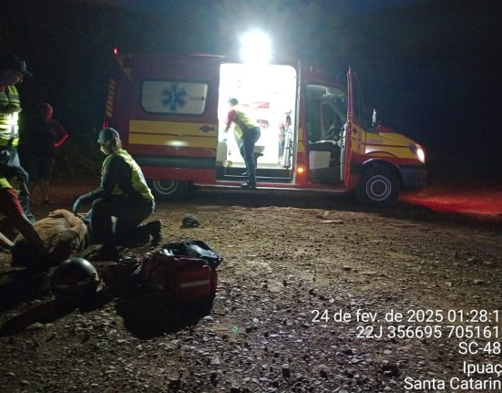 Motociclista fica ferido em queda na SC-480, em Ipuaçu