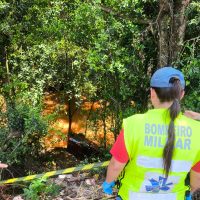 Veículo sai da pista e quase cai em rio em São Domingos